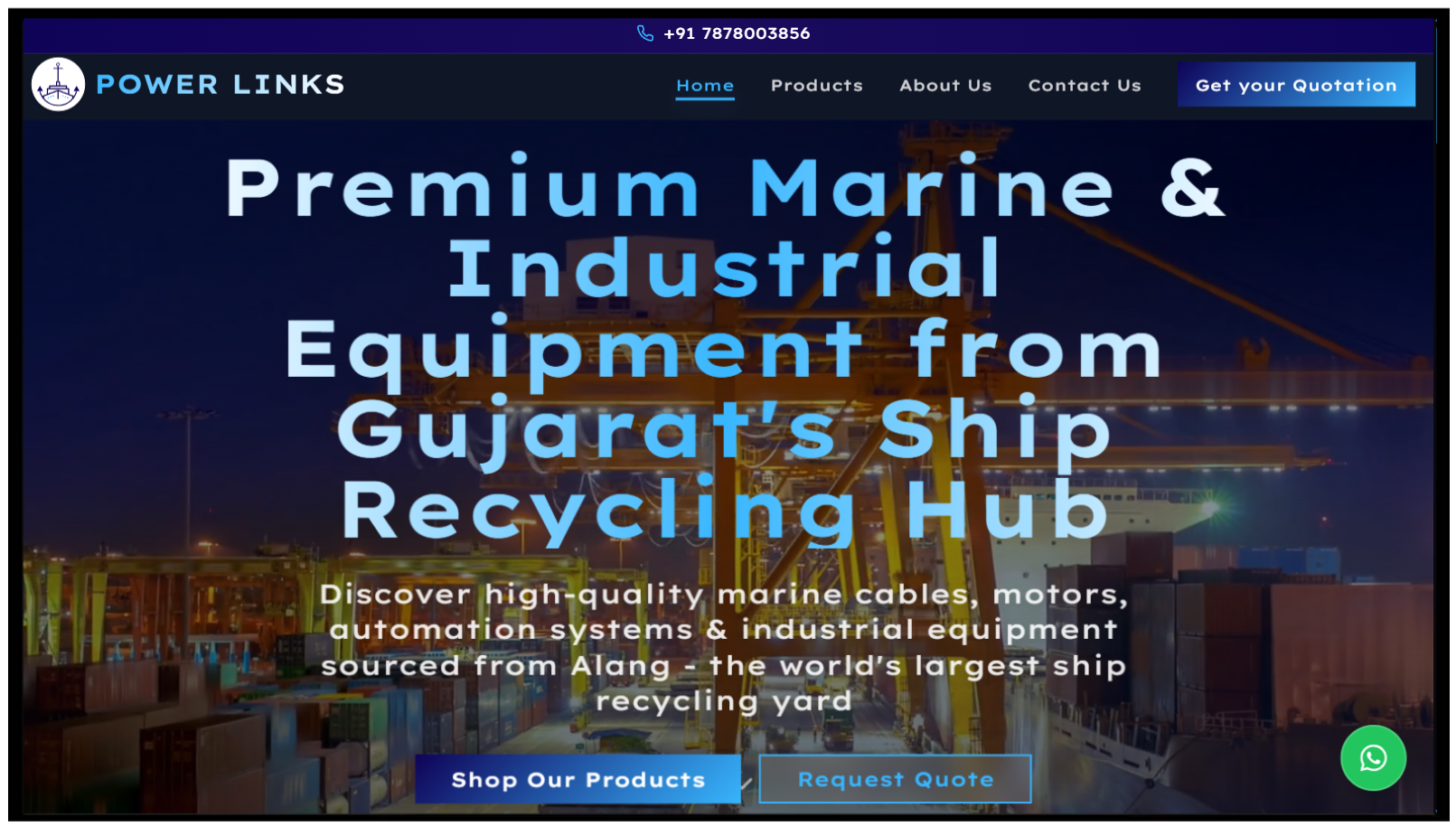 POWER LINKS Desktop Website View