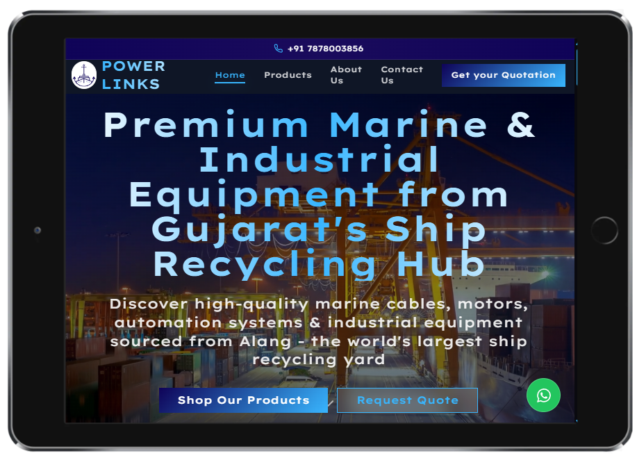 POWER LINKS Tablet Website View